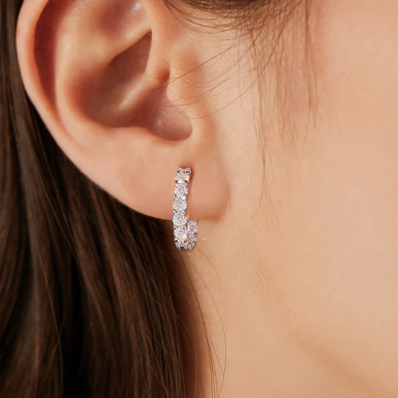 GRA 2.6ct D Color Moissanite Earring 925 Sterling Sliver Plated White Gold Hoop Earring for Women Wedding Party Fine Jewelry