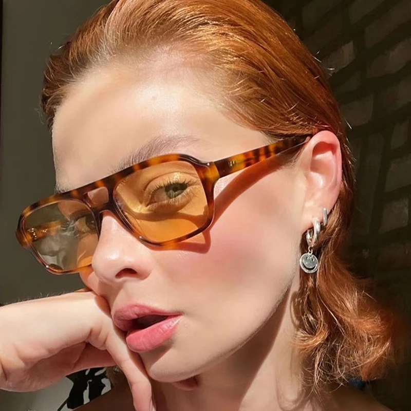 Popular Square Double Bridges Women's Sunglasses Vintage Leopard Sun Glasses For Female Retro Eyewear Fashion Shades Oculos