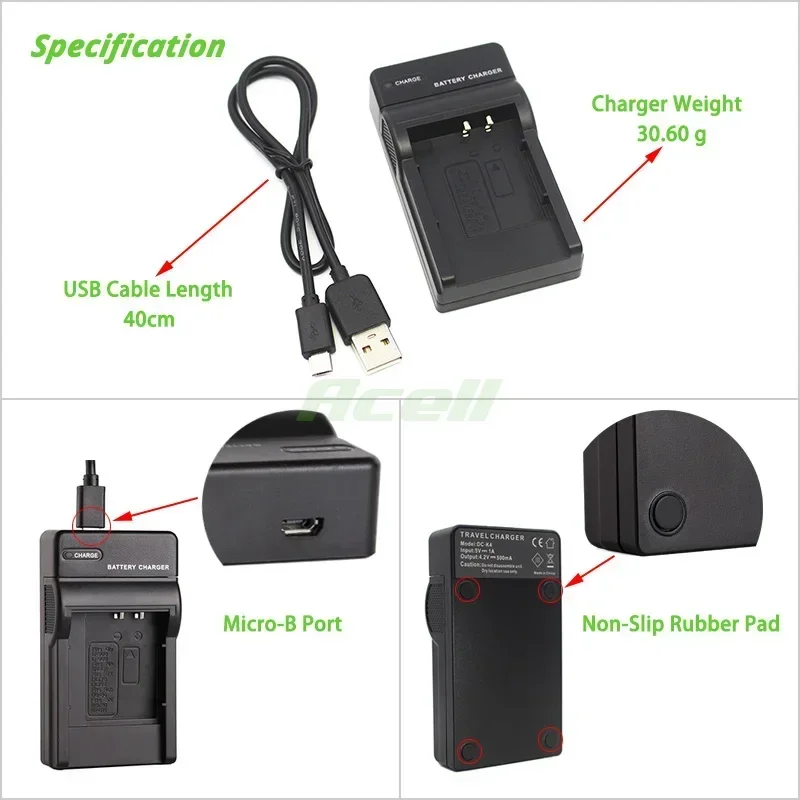 EN-EL19 USB Charger for Nikon COOLPIX W150 W100 A300 A100 S100 S6400 S32 S33 S3500 S3700 S5300 S6800 Camera Replace MH-66