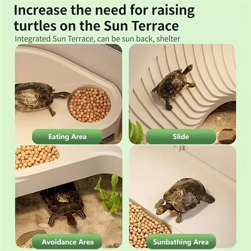 AB41-Multi-Functional Transparent Turtle Aquarium With Easy Water Replacementdesign Forlizardstortoises Accessories