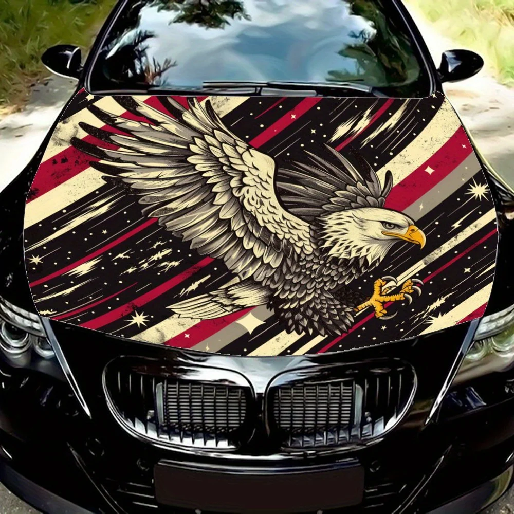 

Feathery Star Path: White-headed Eagle's Mysterious Night Voyage Car Vinyl Wraps, Vinyl Car Hood Graphics, Overpower Graphic Dec