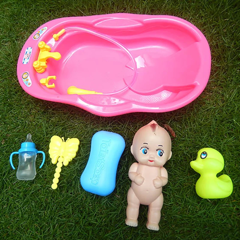 Children's Summer Bath Doll Small Yellow Duck Set Bath Tub Toys Children Bathing Beach Swimming Water Play Combination Toys