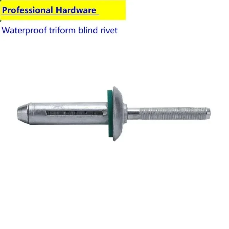 10pcs All Aluminum Waterproof Bulb Type Dome Head Blind Rivets Triform Blind Rivets Structural Trifold Rivets With Rubber Washer