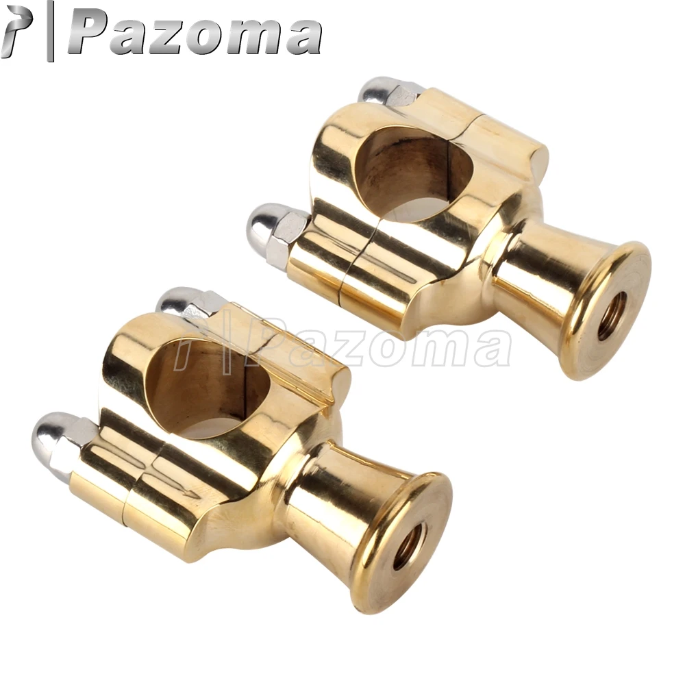 1Pair Universal Motorcycle 25mm Handle Bar Clamp Brass Retro Vintage 1inch Handlebar Risers For Chopper Bobber Cafe Racer Custom