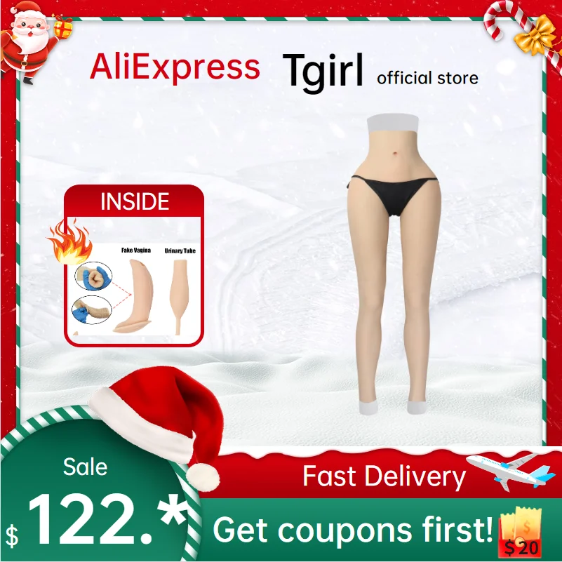 Tgirl Fake Vagina Panties for Men Fake Ass Thickened Hip Cosplay Women with Vagina Tube for Transgender Crossdresser Dragqueen