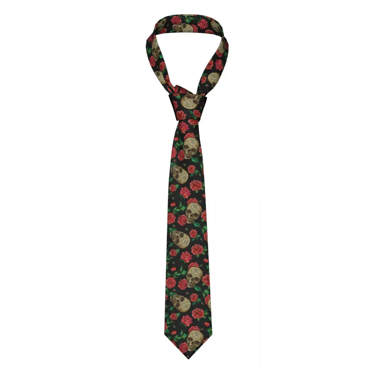 

Roses Gothic Rock Vintage Tie Terror Skull Ties Daily Wear Cravat Street Necktie Shirt Accessories