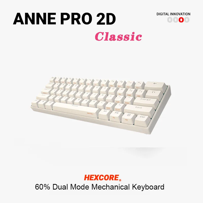 Anne Pro 미니 기계식 백라이트 커스텀 키보드, Anne Pro 2D, Anne Pro 2 키캡/케이스, 클래식 컬러, NKRO 핫 스왑 60%, 블루투스