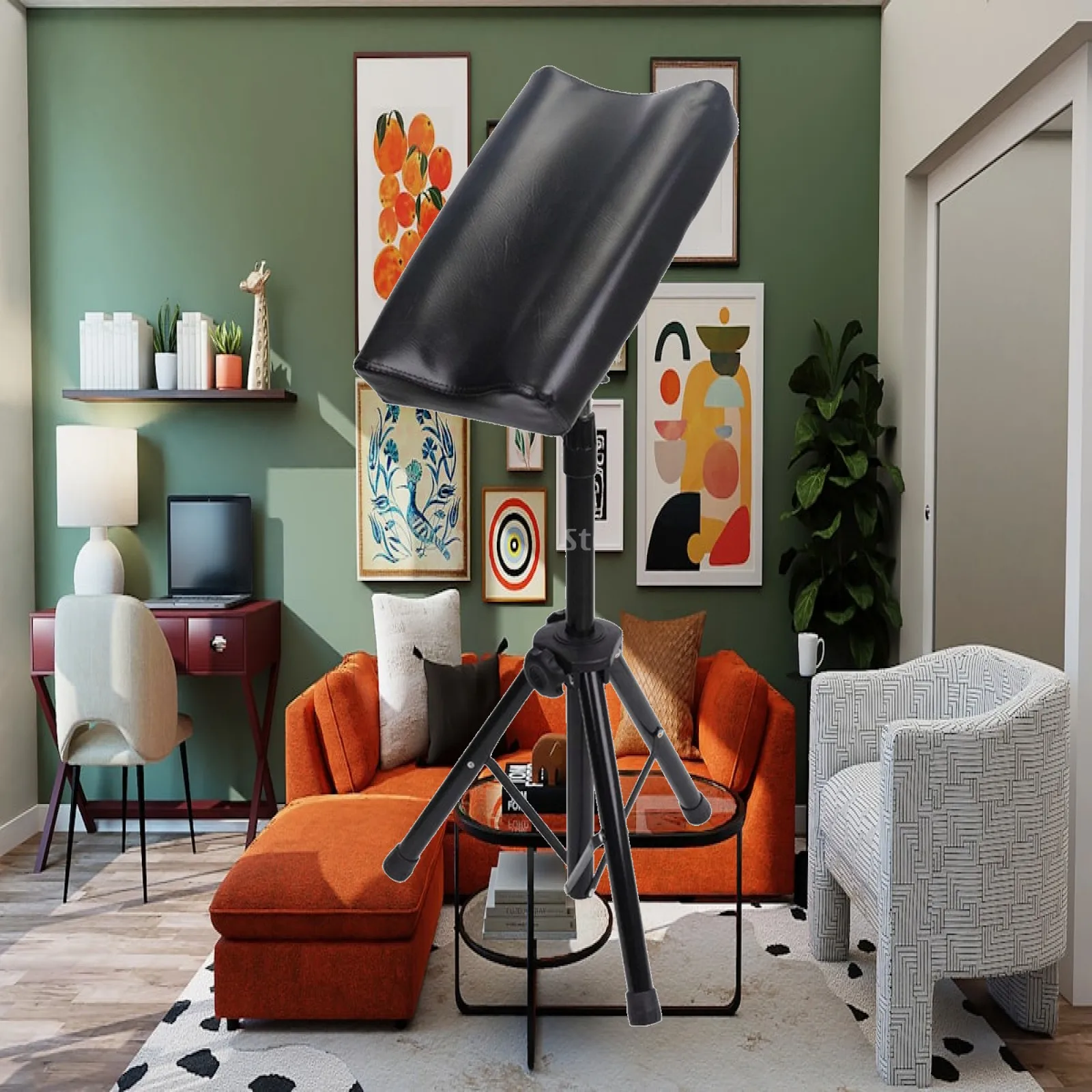 Professional Armrest for Tattoo Table with Padded Leather Cushion Sturdy Metal Stand Height Adjustable Tattoo Studio Furniture