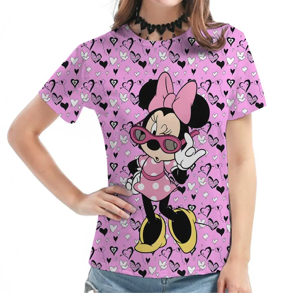 Cartoon anime hand drawn pattern T-shirt for women's fun summer casual short sleeved breathable young women's top