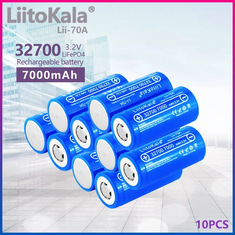 

10PCS LiitoKala Lii-70A 3.2v 32700 7000mAh lifepo4 rechargeable battery cell 5C discharge battery for Backup Power battery pack