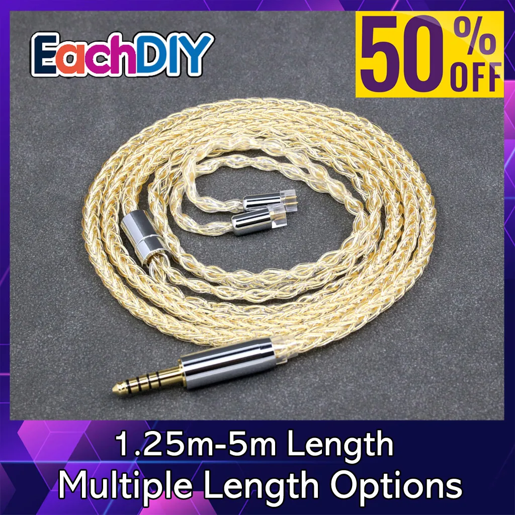 

8 Core 7n Pure Silver 24k Gold Plated Audio Earphone Cable For UE18 pro UE11 QDC Gemini Gemini-S Anole V3-C V3-S LN008421