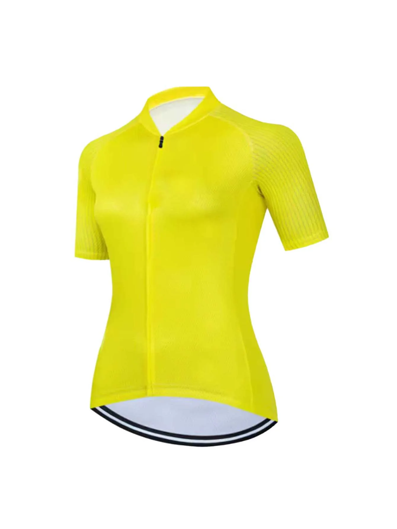 Damen-Fahrradtrikot mit durchgehendem Reißverschluss, kurzärmelig, Rundhalsausschnitt, atmungsaktiv, schnell trocknend, leichtes Radtrikot