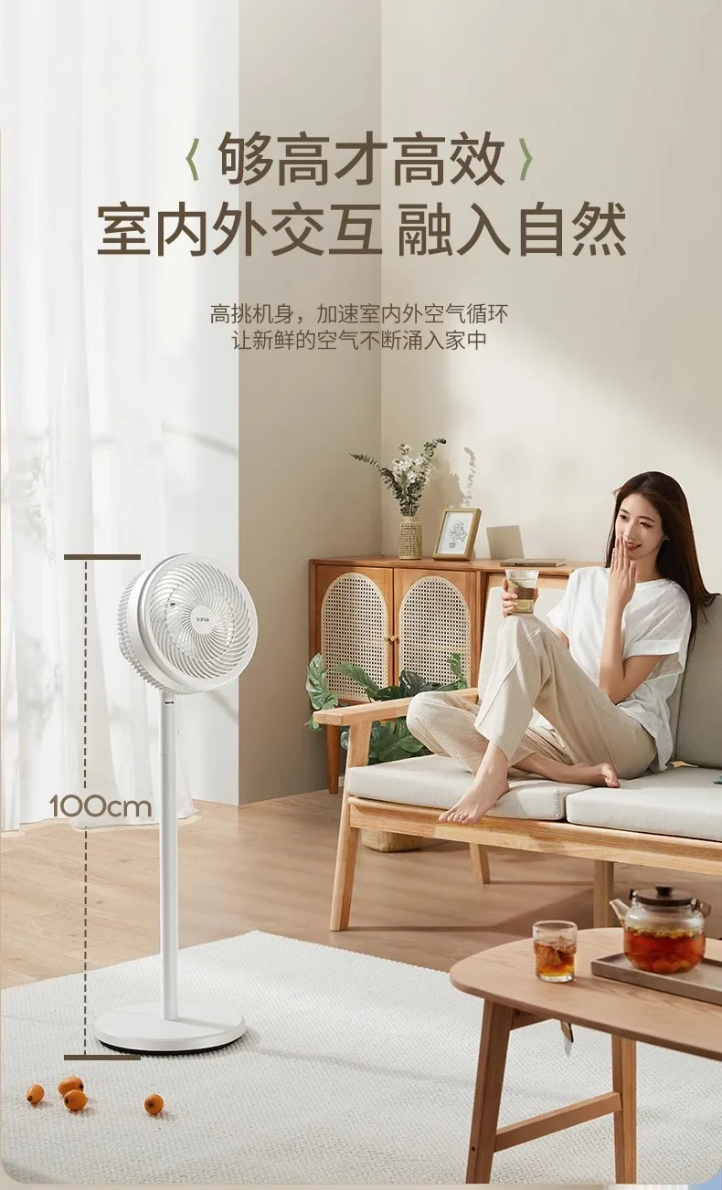 220V High-Power Quiet Electric Fan for Home with Air Circulation and 360-Degree Oscillation, Sapoele Floor Fan
