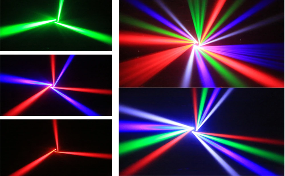 Sechsarmiger Rotierender Disco-Laser mit LED-Mustern, Bühnenbeleuchtung mit Fernbedienung und DMX512 für Hochzeiten und Festivals – Detail 6
