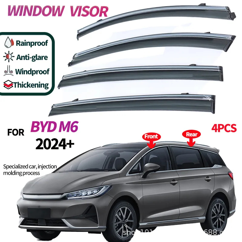 

For Right-hand Version BYD M6 2024+ Window Deflector Car Window Rain Guard Car Decorative Accessories Easy to Install