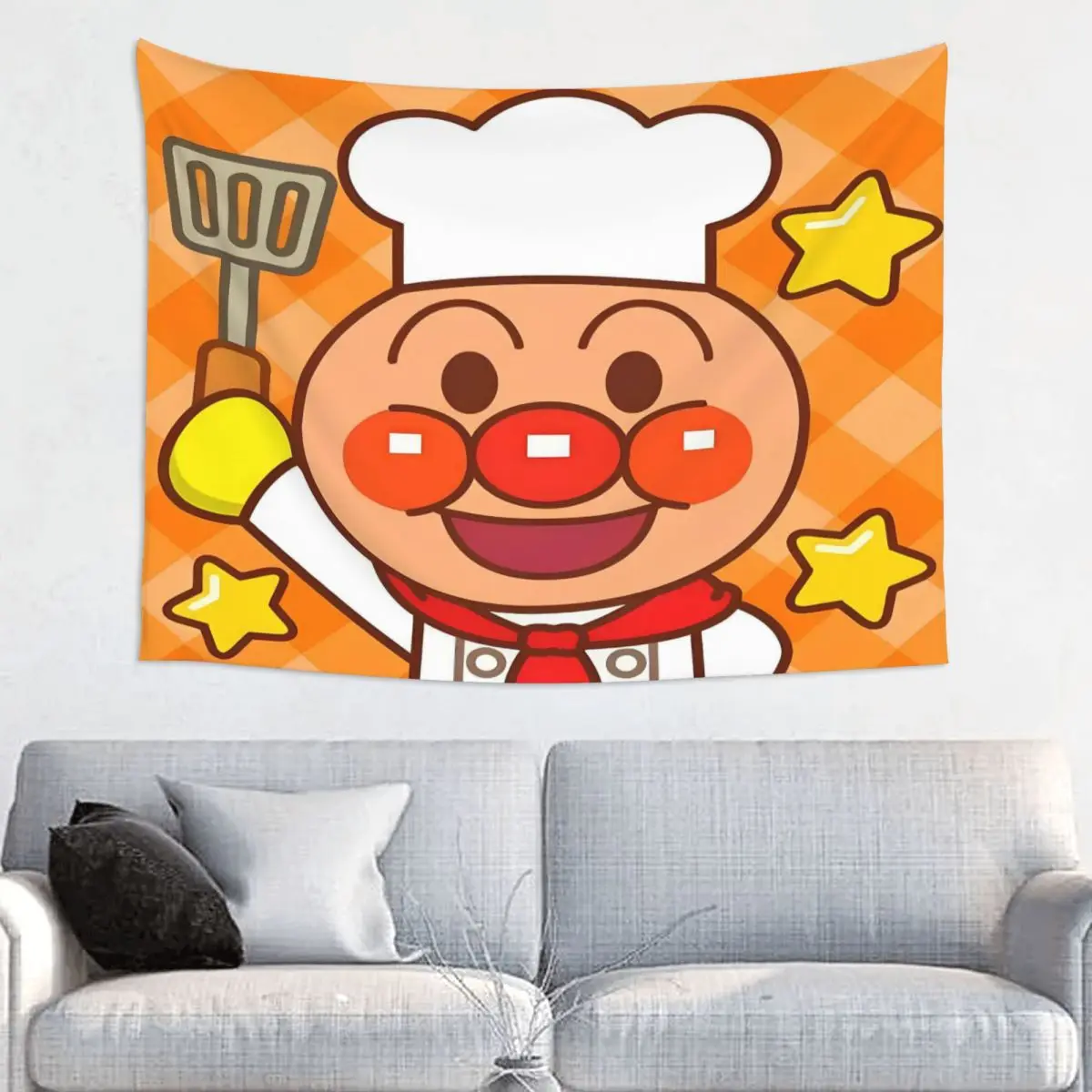 A-Anpan-Mans-tapiz de dibujos animados de Anime para colgar en la pared, tapices de poliéster Hippie, alfombra artística, manta, decoración de habitación, 95x73cm