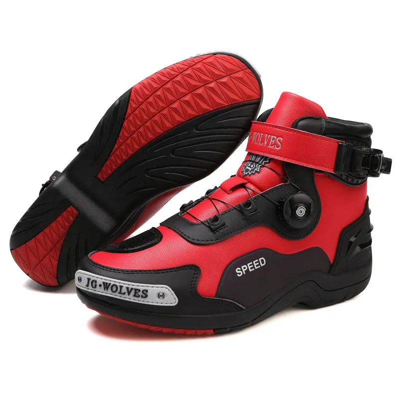 F1【未使用品】JG・WOLVES バイク用 レーシングブーツ JG-Wolf CE認証取得済みオートバイシューズ 防水バイカーブーツ レトロ