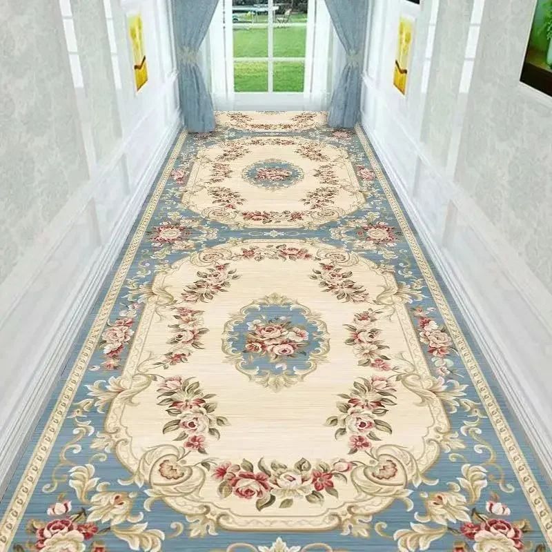 

Household Long Corridor Carpet European Style Entrance Hall Floor Mats Carpet Living Room Hotel Stairs Large Area Rugs