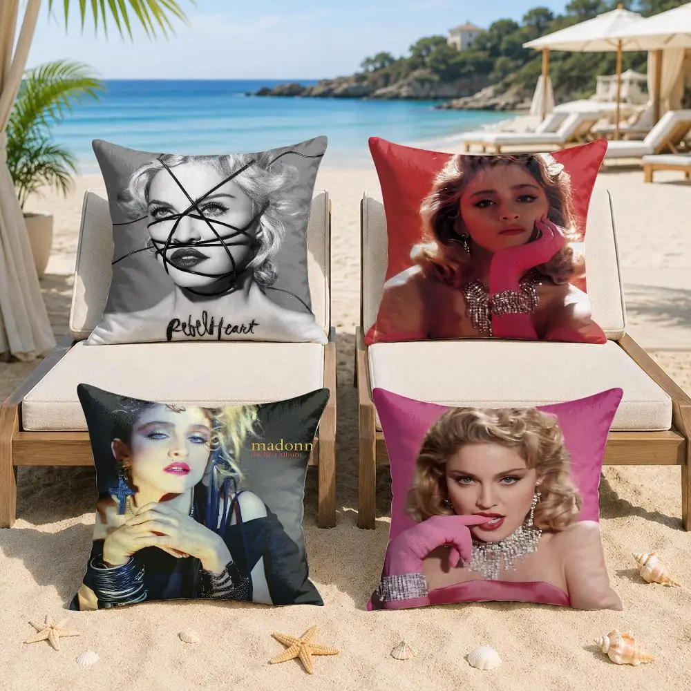 M-Madonna Singer Fans Cushion Cover Silky Short Plush Invisible Zipper Dustproof Sofa Pillow Case For Home Decor