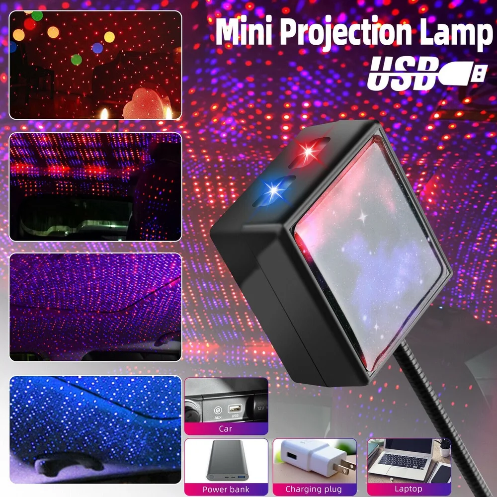 

USB Car Interior Roof Atmosphere Starrry Sky Lamp LED Projector Star Night Light