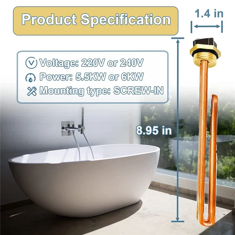 HE 55220 온수기 요소, Ecosmart ECO POU 6, ECO 8, ECO 11 전기 탱크리스 온수기에 적합, 2 팩