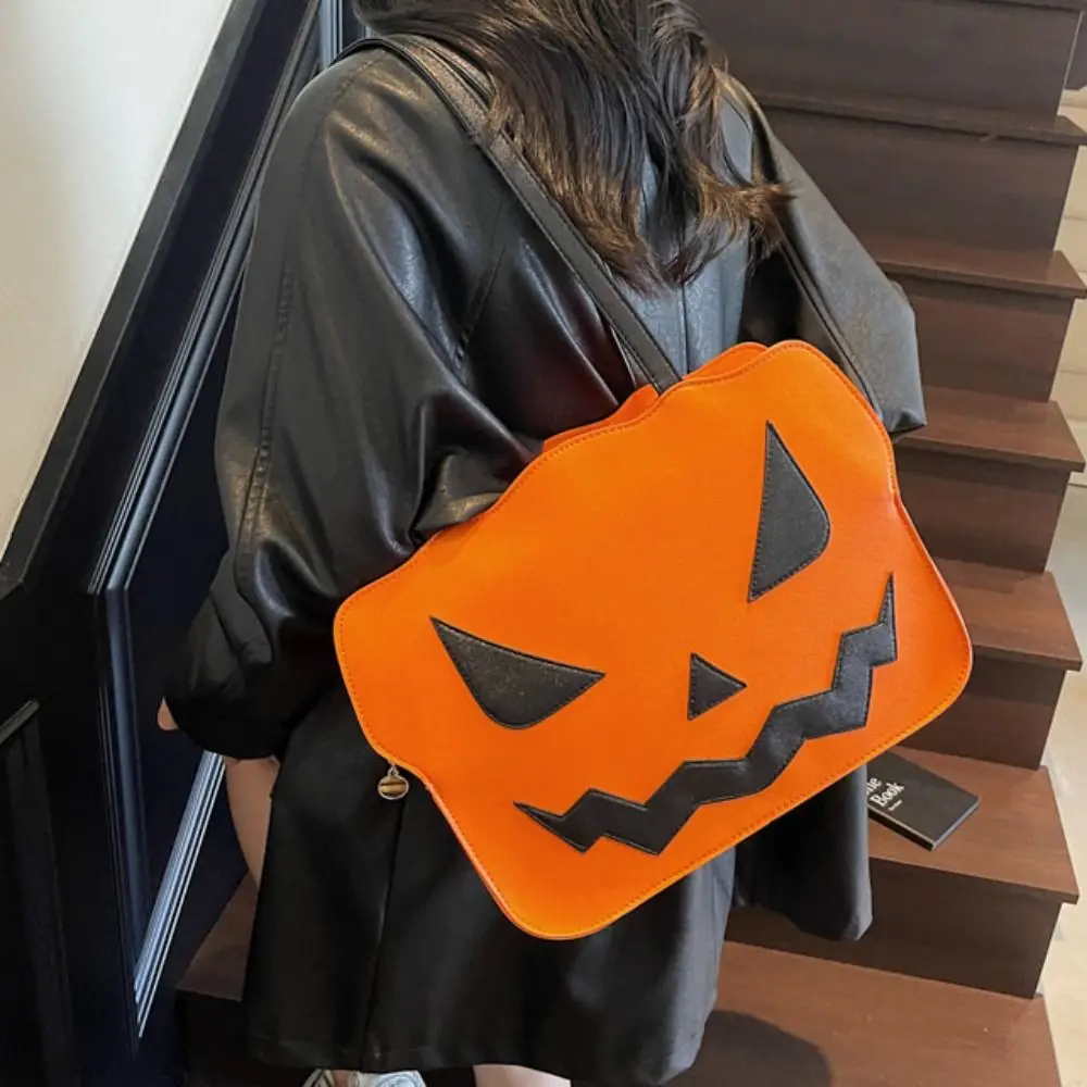 

Повседневная готическая сумка-тоут на Хэллоуин из искусственной кожи, большая вместительная сумка через плечо с тыквой, необычная креативная сумка-мессенджер с демоном, фестиваль