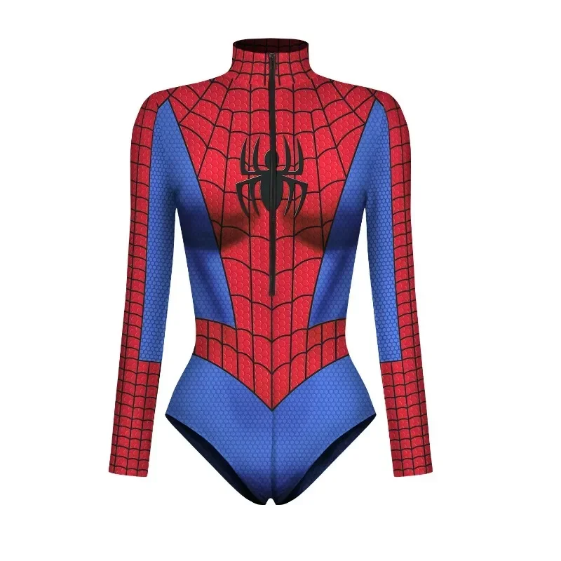 Cosplay Superhero Bodysuit for Women Men Spiderman Iron Man 3D Print Long Sleeve Swimsuit Adult Carnival Costume New