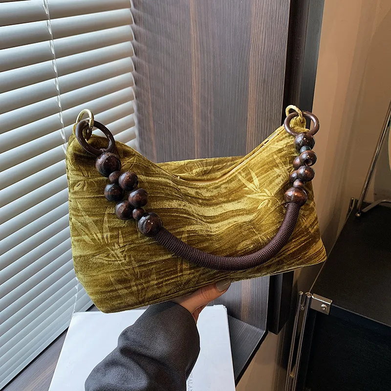 

​​2025 New Chinese Style Beaded Underarm Bag Retro Dumpling Shoulder Purse for Women Bohemian Commuter Crossbody Bag​