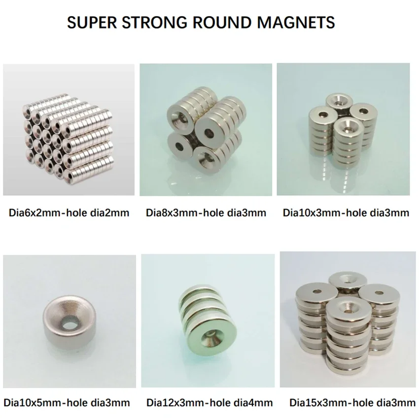 

Round Neodymium Magnets With Hole Countersunk Magnetics Round Magnet Super Powerful Strong Permanent Magnetic Iman Disc Hole Mag