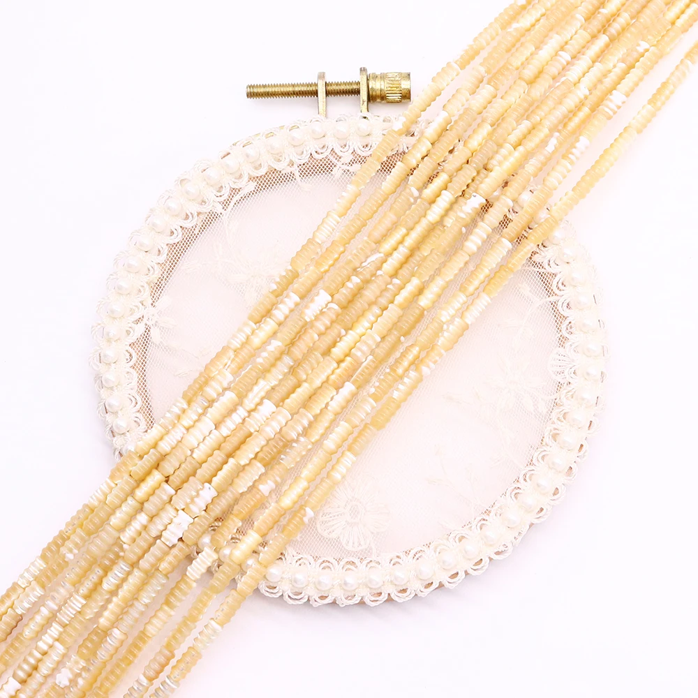 من المألوف قذيفة مياه البحر الطبيعية مصقول الخيوط ثقب مستقيم أنبوب دائري Trochus الخرز DIY المواد مجوهرات اكسسوارات #5