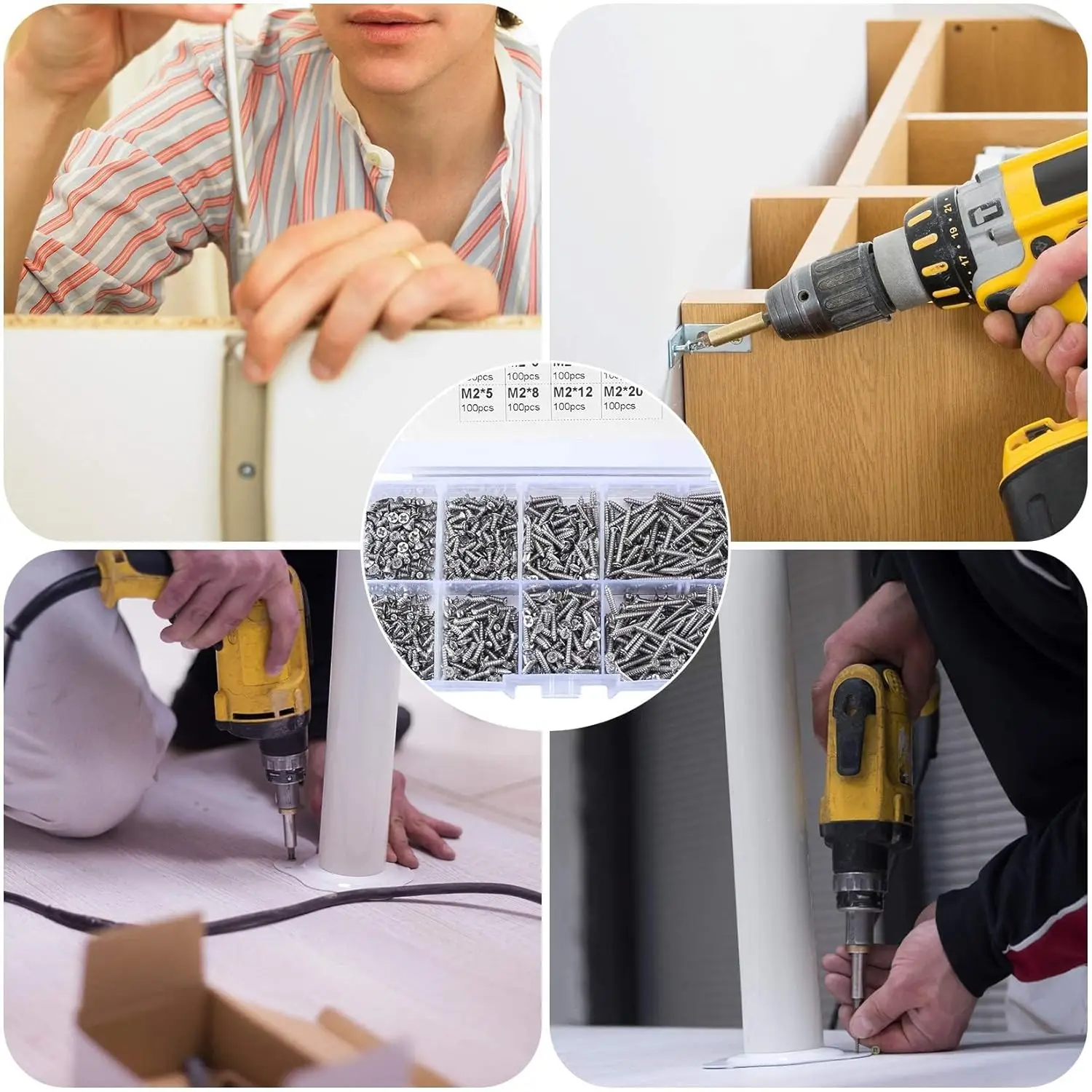 Picture 5: M2 Flat Head Self Tapping Screws, 800 Pcs Cross Drive Head Self Tapping Woodworking Fastener Screws Self Drilling Screws