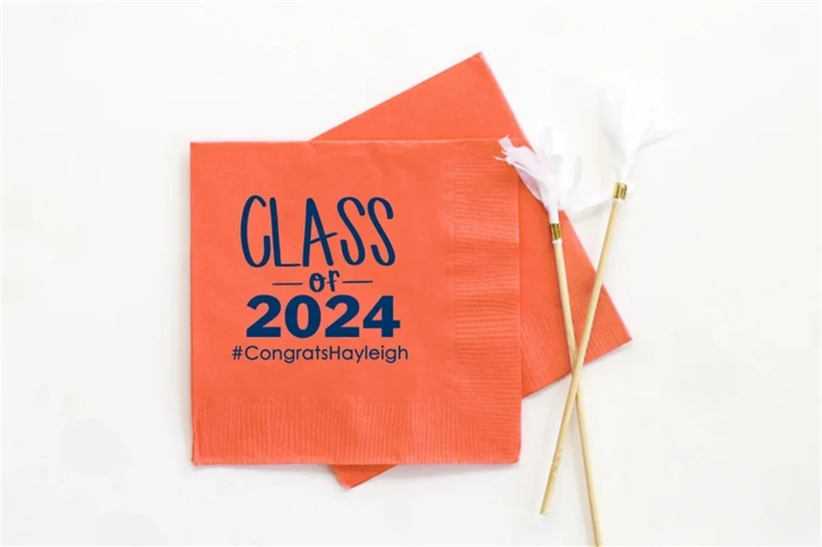 

50 PCS Graduation Party Napkins Class of 2024 Decorations Personalized Cocktail Napkins - Beverage, Luncheon, Dinner Size