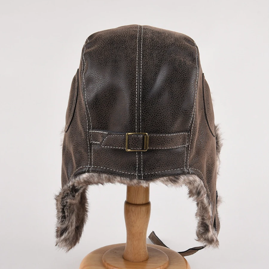 Winter Bomber Hat Men Women\'s Pilot Aviator Trapper Hat  Outdoor Motorcycle Windproof Warm Faux Fur Earflap Hat
