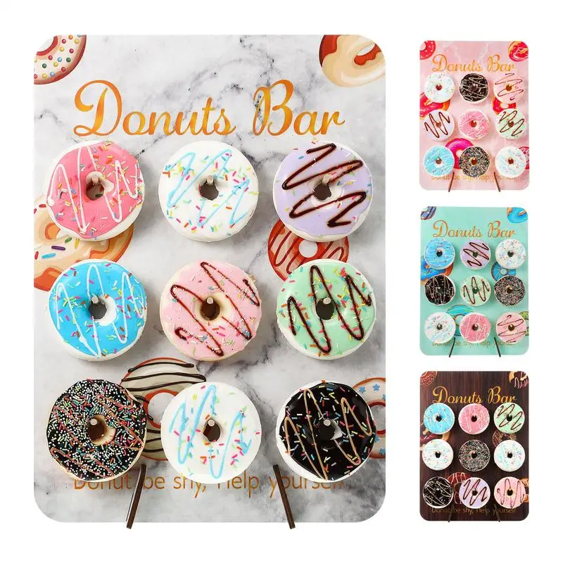 Wood Donuts Wall Display Stand Doughnuts Board Holder Reuseable Wedding Parties Birthday Parties Table Decorations Supplies