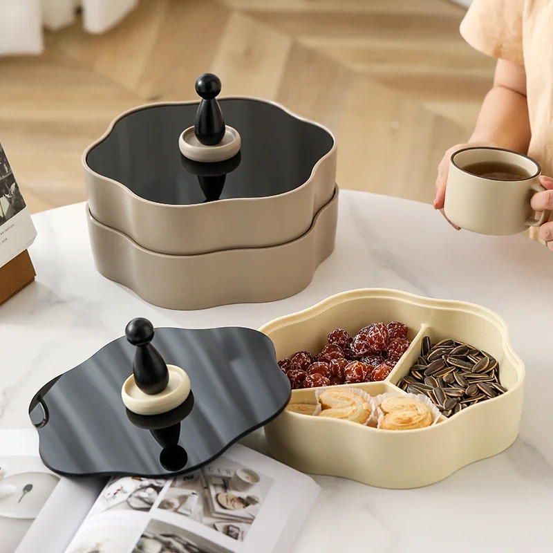 طبق فاكهة، غرفة معيشة شبكية مزدوجة الطبقات، فاخرة خفيفة وراقية، حلوى منزلية للعام الجديد، مكسرات خفيفة، صندوق تخزين #1