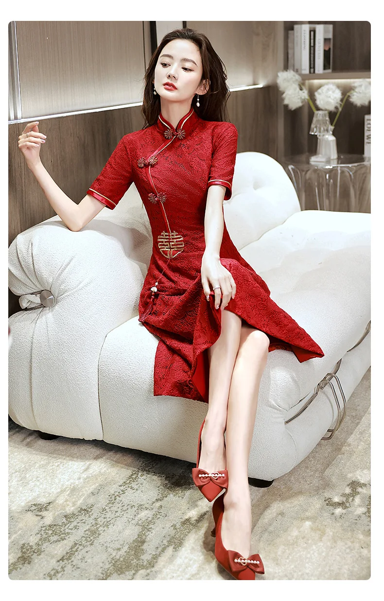 Chinese Traditional Dress Women Qipao Red Modern Cheongsam Dresses Robe Orientale China Style Chinese Traditional Dress Women Qipao Red Modern Cheongsam Dresses Robe Orientale China Style