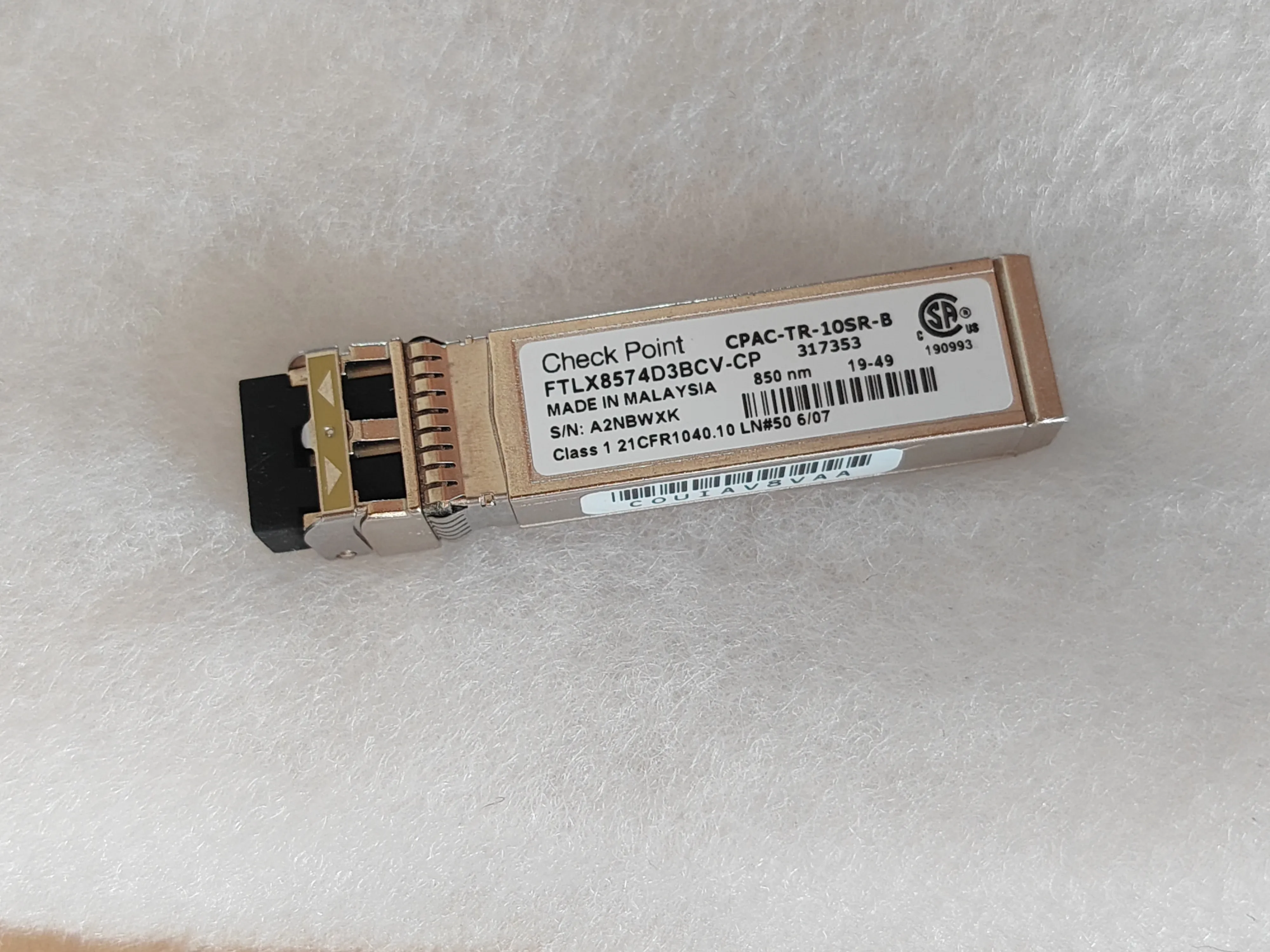 

Check Point SFP 10G Transceiver FTLX8574D3BCV-CP CPAC-TR-10SR-B 317353 Check Point 10GB 850NM Optical Fiber