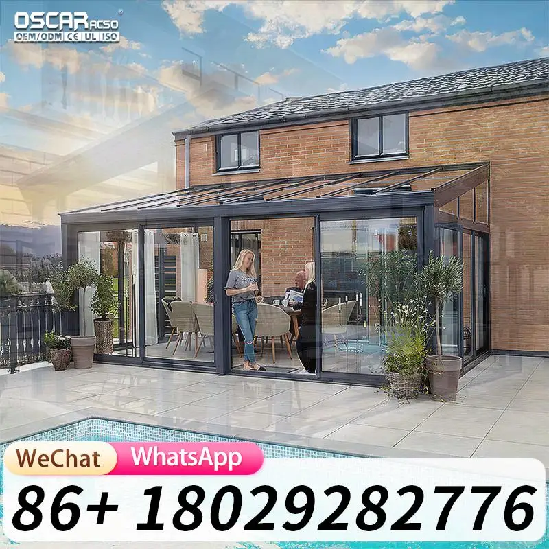 Aluminum Retractable Mobile Outdoor Sunroom for Pool Free Standing Sun Shelter for Backyard Patio Garden sunroom