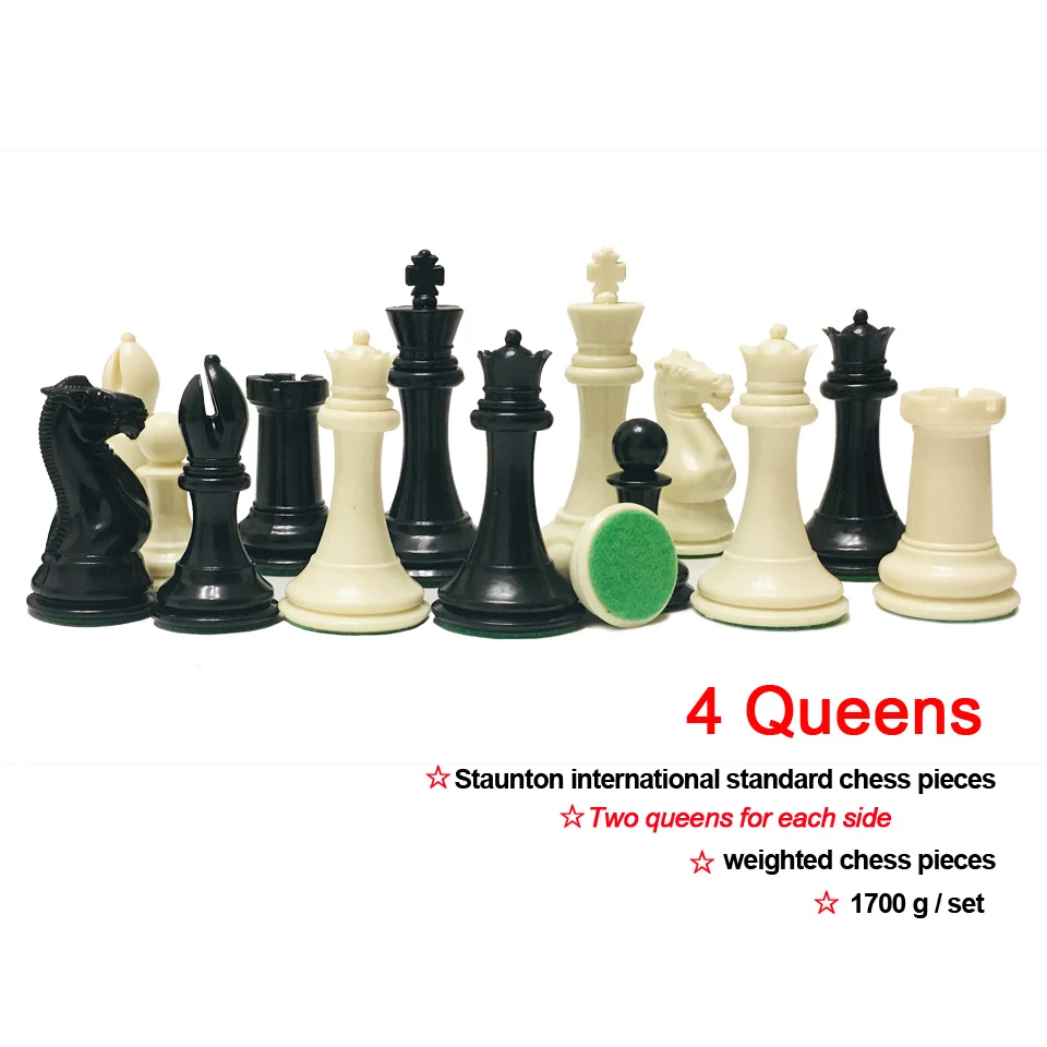 4 Queens Chess Set King Height 108mm Staunton International Standard Chess Pieces Weighted Chess Game for Match Good Board Game