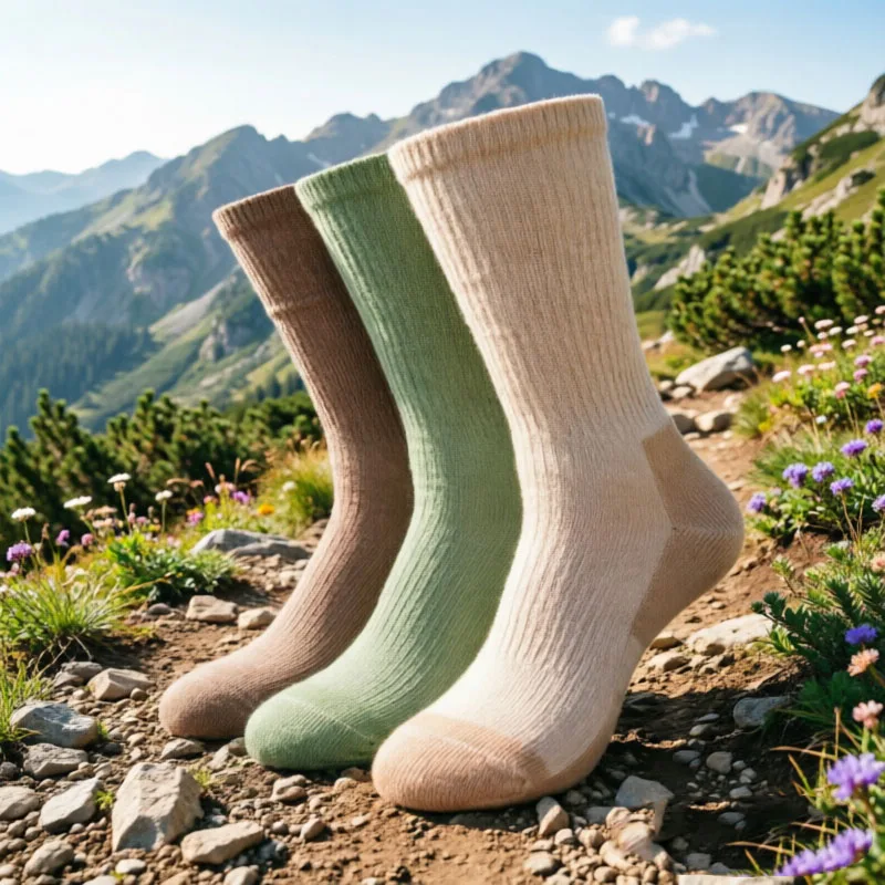 2 Pairs Nordic Winter Thick Wool Mountain Socks Combination for Cold Weather Outdoor Activities