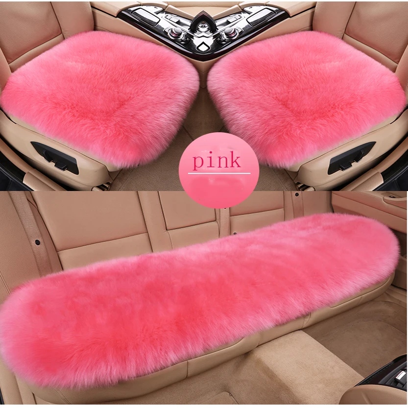 

3pcs Natural Australian Fur Seat Covers Sheepskin Car Seat Covers Full Set Universal Size Car Seat Cushions Interior Accessories