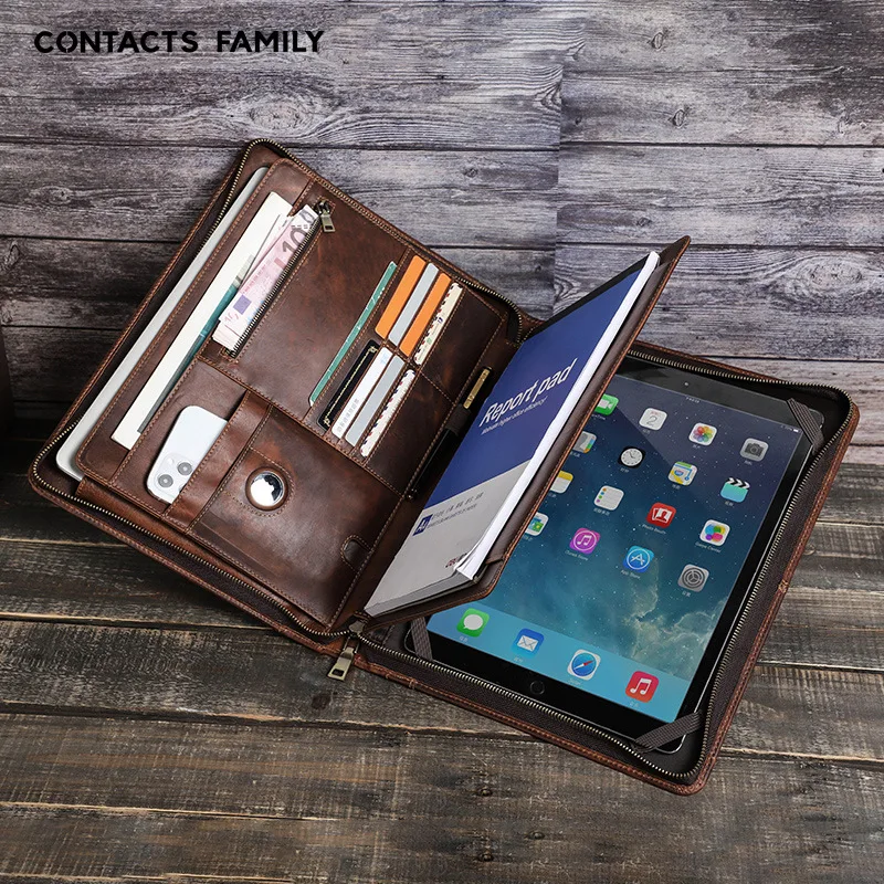 Wholesale Apple iPad Pro 12.9 Leather Case with AirTag Slot and Handle, Multi-functional Tablet Case