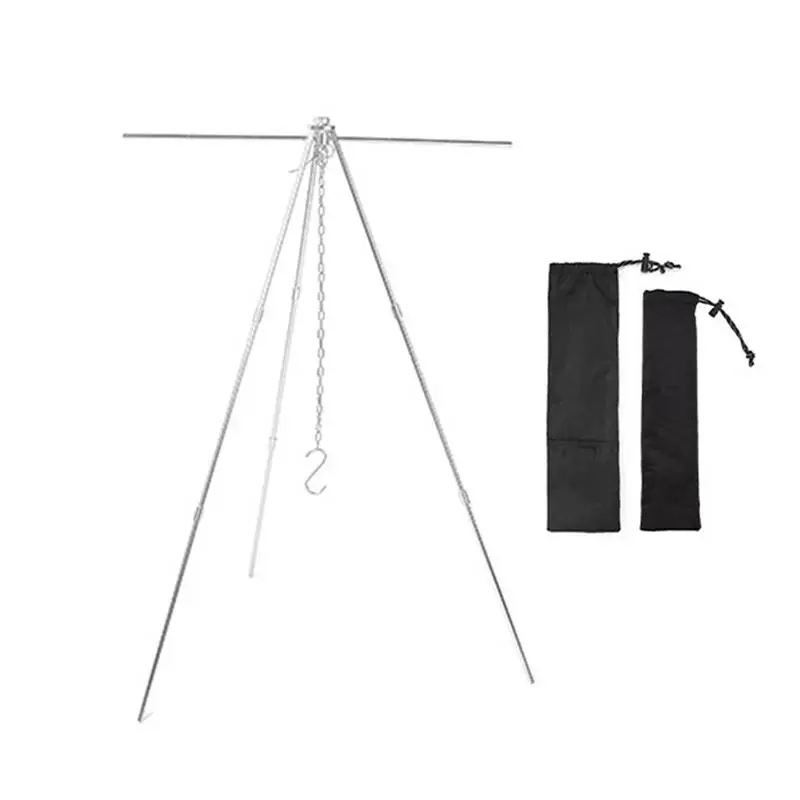 Campfire Cooking Tripod Foldable Campfire Hanger For Cooking Portable Camping Tripod Campfire Cooking Equipment For Camping