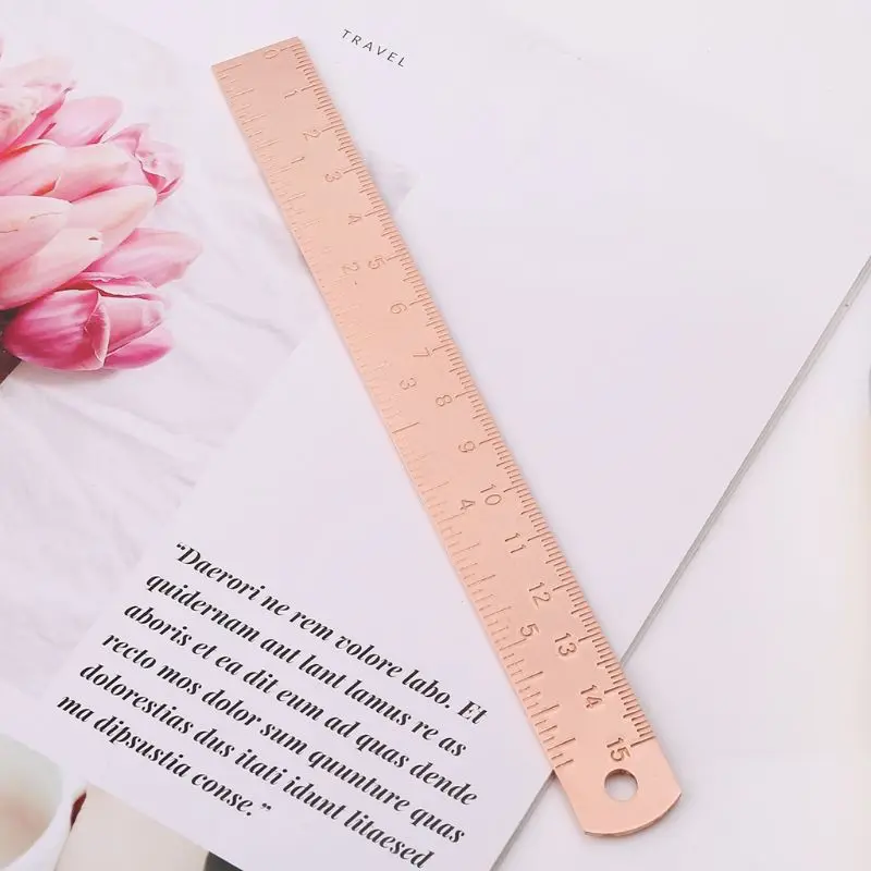 Vintage miedziana mosiężna linijka zakładka etykieta zakładka do książki kartografia malowanie Measuri