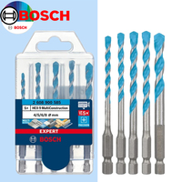 Bosch 2608900585 Hexagonal Twists Drill 4/5/6/6/8mm 5Pcs Tile Wood/Glass/Ceramic/Cement /Alloy Punching Power Tool Accessories