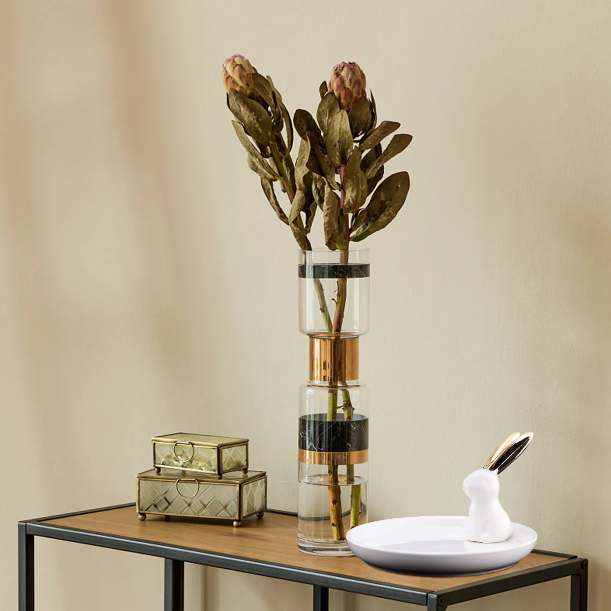 Creative Ceramic Rabbit Jewelry Organizer Tray for Home Showcase Jewelry Shop Display Storage Rabbit Ring Holder