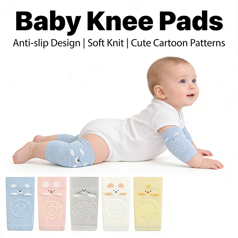 

3 пары детских наколенников с мультяшным дизайном, противоскользящие, для ползания, защита коленей младенцев