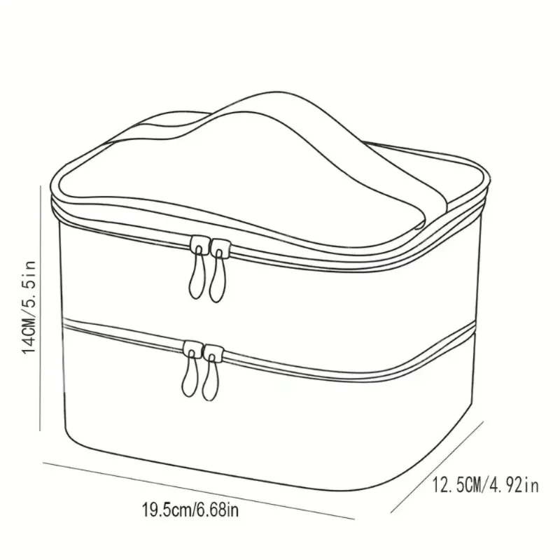 Wasserdichte gepunktete Make-up-Tasche mit Griff, doppellagiger Kosmetik-Organizer für Pinsel, Lippenstift, Essentials, Reise-Toilettenartikel