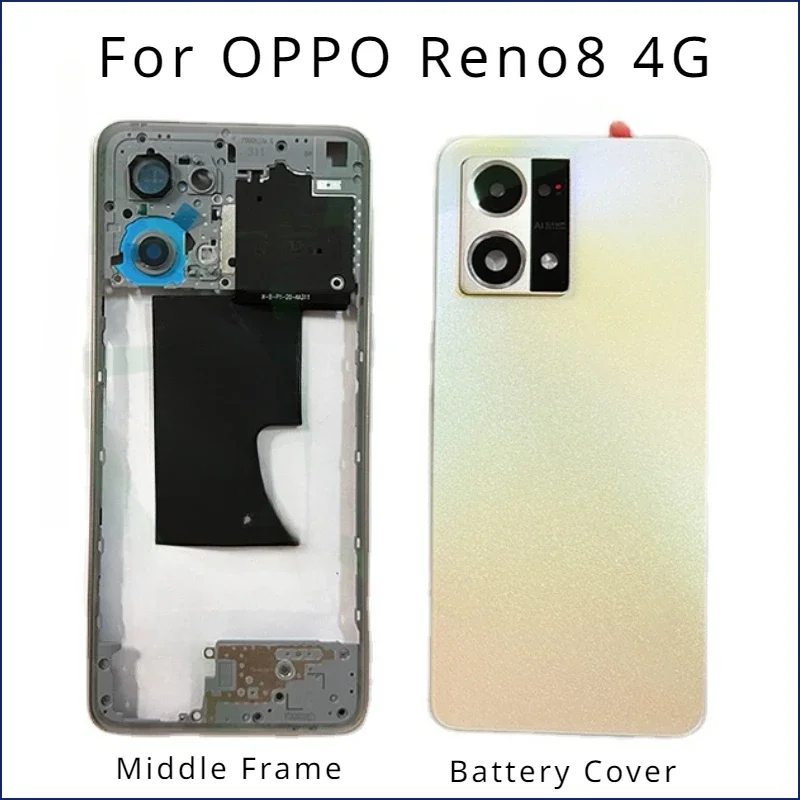 

Оригинальный чехол для аккумулятора OPPO Reno8 4G, средняя рамка, ЖК-дисплей для Reno 8 4G, задний корпус, фоторамка, стекло