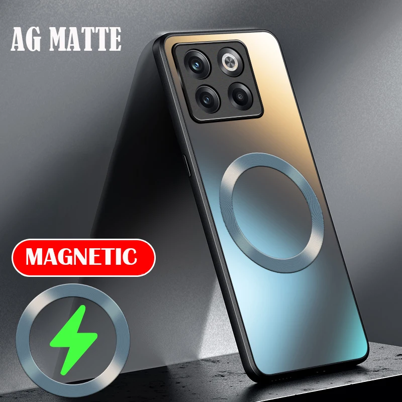 Luxury AG Matte Silicone Hard Case For Oneplus 11 10T Frosted Phone Magnetic Wireless Charging Case